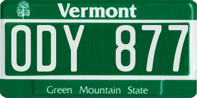 VT license plate ODY877