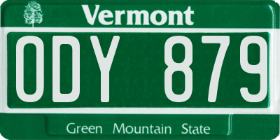 VT license plate ODY879