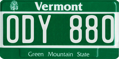 VT license plate ODY880