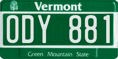 VT license plate ODY881