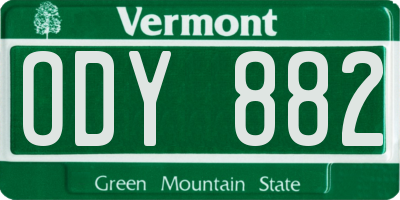 VT license plate ODY882