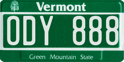 VT license plate ODY888