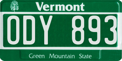VT license plate ODY893