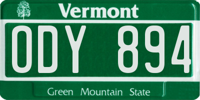 VT license plate ODY894
