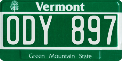 VT license plate ODY897