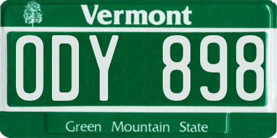VT license plate ODY898