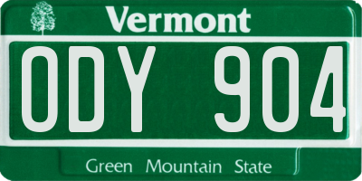 VT license plate ODY904