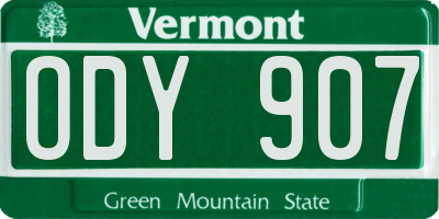 VT license plate ODY907