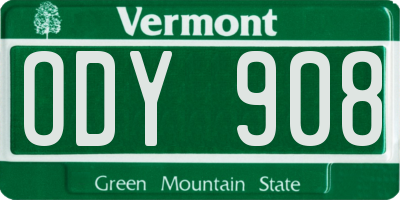 VT license plate ODY908