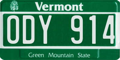 VT license plate ODY914