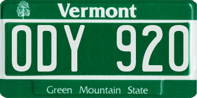 VT license plate ODY920