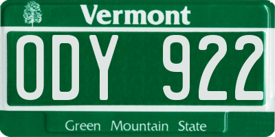 VT license plate ODY922
