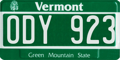 VT license plate ODY923