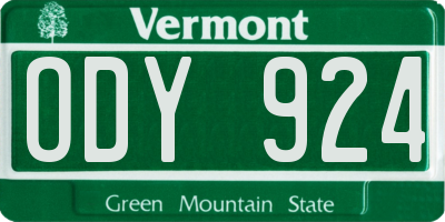 VT license plate ODY924