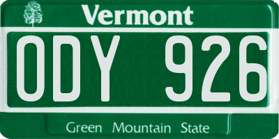 VT license plate ODY926