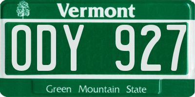 VT license plate ODY927
