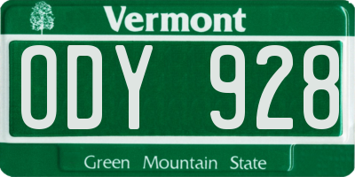 VT license plate ODY928