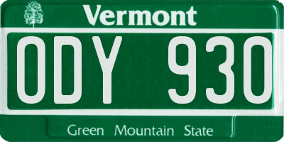 VT license plate ODY930