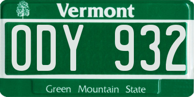 VT license plate ODY932
