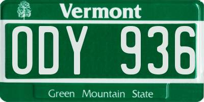 VT license plate ODY936