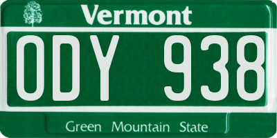 VT license plate ODY938