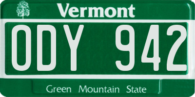 VT license plate ODY942