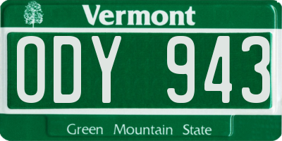 VT license plate ODY943