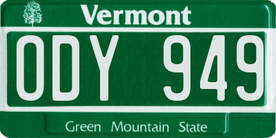 VT license plate ODY949
