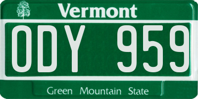 VT license plate ODY959