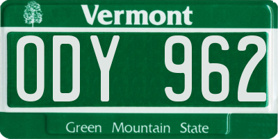 VT license plate ODY962