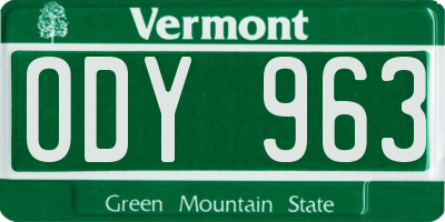 VT license plate ODY963