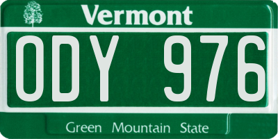 VT license plate ODY976