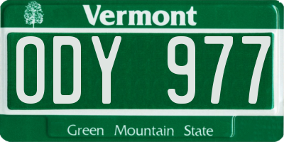 VT license plate ODY977
