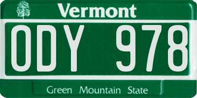VT license plate ODY978