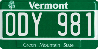 VT license plate ODY981