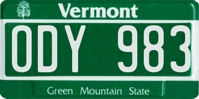 VT license plate ODY983