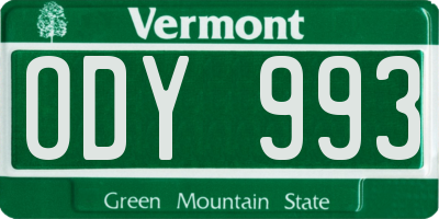 VT license plate ODY993