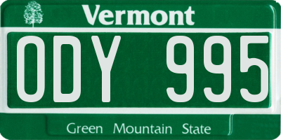 VT license plate ODY995