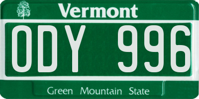 VT license plate ODY996