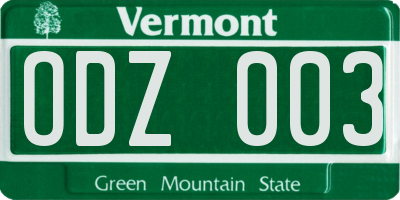 VT license plate ODZ003