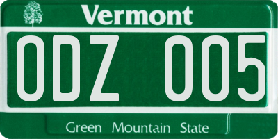 VT license plate ODZ005