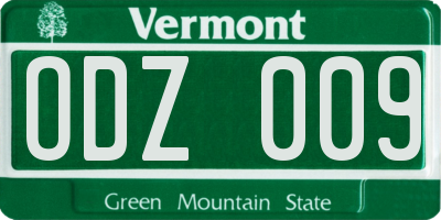 VT license plate ODZ009