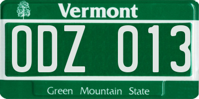 VT license plate ODZ013