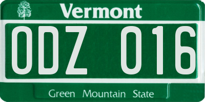 VT license plate ODZ016