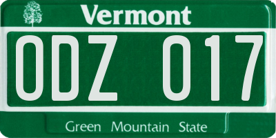 VT license plate ODZ017