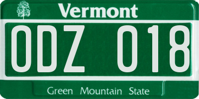 VT license plate ODZ018