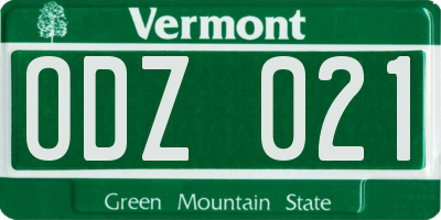 VT license plate ODZ021