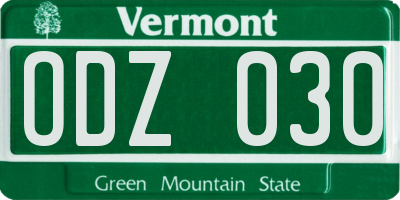 VT license plate ODZ030