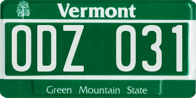 VT license plate ODZ031
