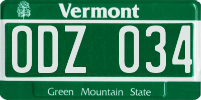 VT license plate ODZ034